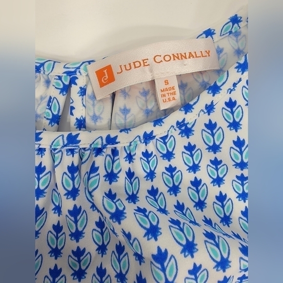 Jude Connaly Scarlett Dress Blue White A-Line Skirt Elastic Waist Sleeveless S - Picture 5 of 10